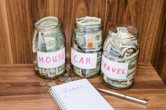 saving in money jars