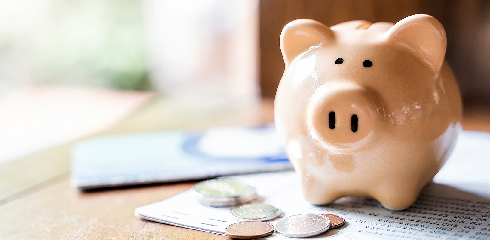 piggy bank on desk