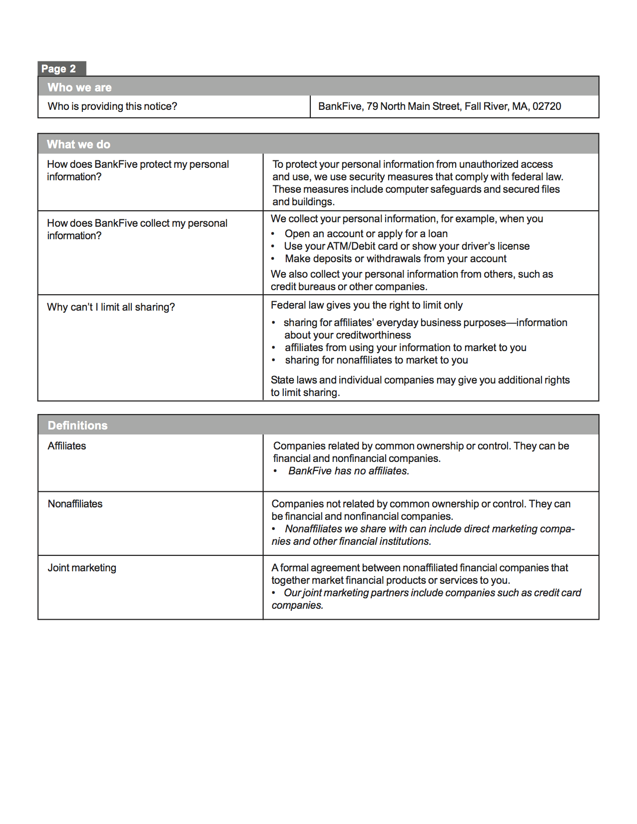 Privacy Notice Page 2